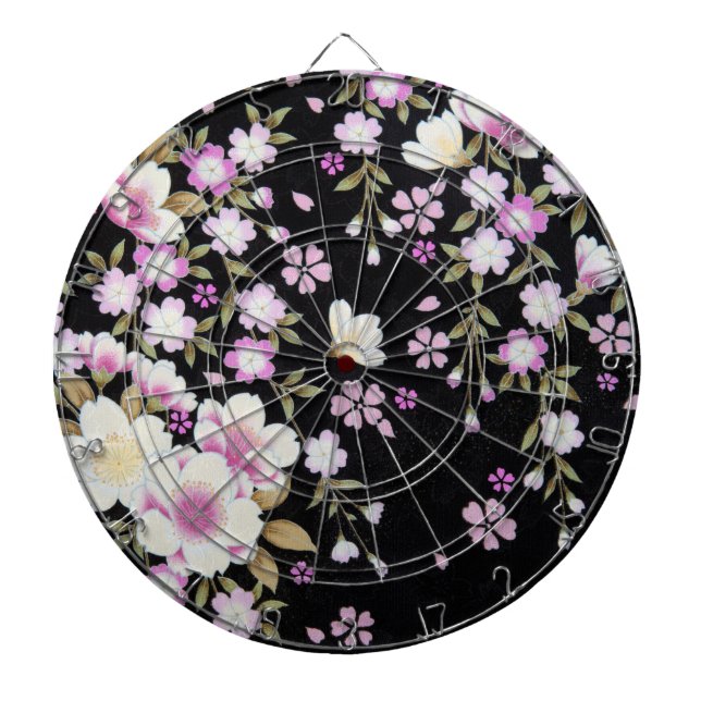 Falln Cascading Pink Flowers Dartboard (Front)