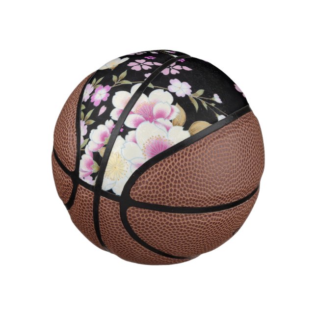 Falln Cascading Pink Flowers Mini Basketball (Angled)
