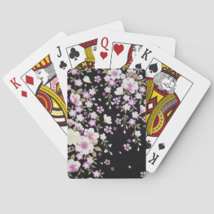 Falln Cascading Pink Flowers Playing Cards