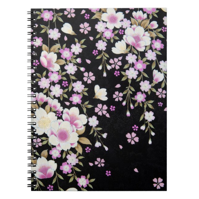 Falln Cascading Pink Flowers Spiral Notebook (Front)