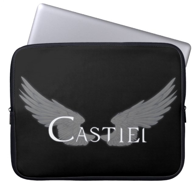 Falln Castiel With Wings White Laptop Sleeve (Front)