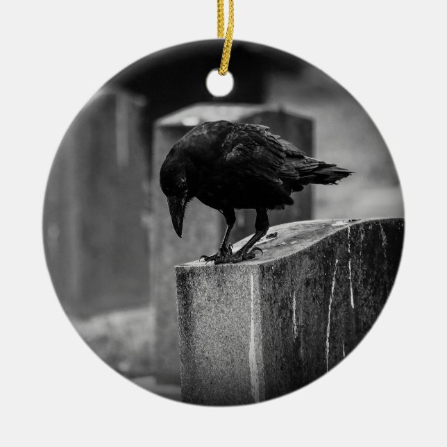 Falln Cemetery Crow Ceramic Tree Decoration (Front)