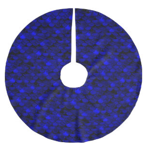 Falln Dark Blue Mermaid Scales Brushed Polyester Tree Skirt
