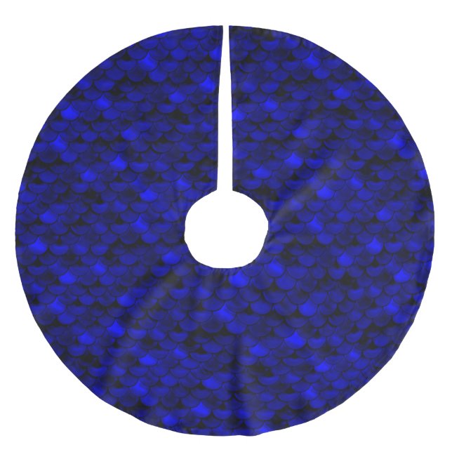 Falln Dark Blue Mermaid Scales Brushed Polyester Tree Skirt (Front)