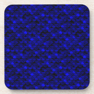 Falln Dark Blue Mermaid Scales Coaster