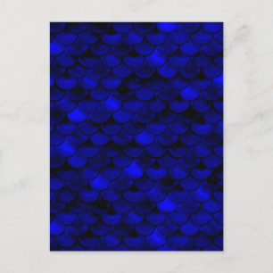 Falln Dark Blue Mermaid Scales Postcard