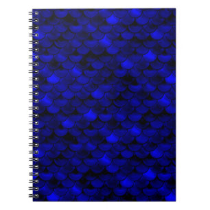 Falln Dark Blue Mermaid Scales Spiral Notebook