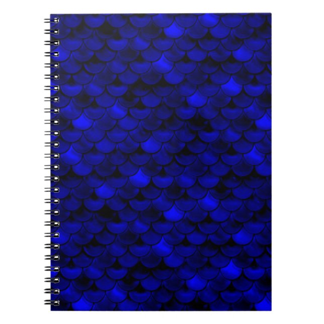 Falln Dark Blue Mermaid Scales Spiral Notebook (Front)