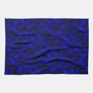 Falln Dark Blue Mermaid Scales Tea Towel