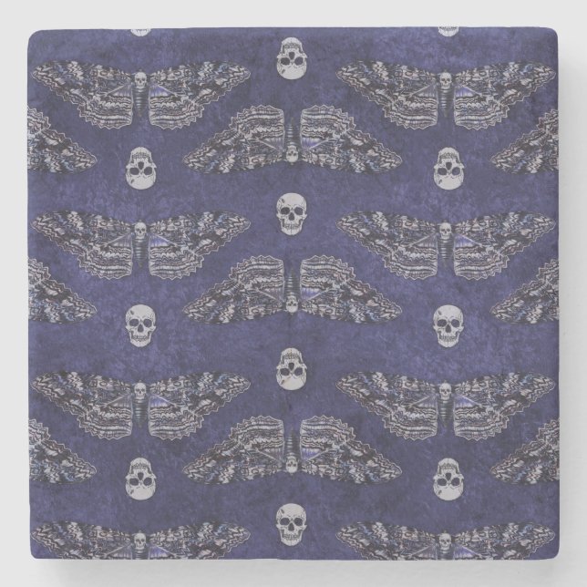 Falln Deathshead Moth and Skulls Stone Coaster (Front)