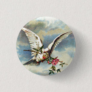 Falln Dove with Roses 3 Cm Round Badge