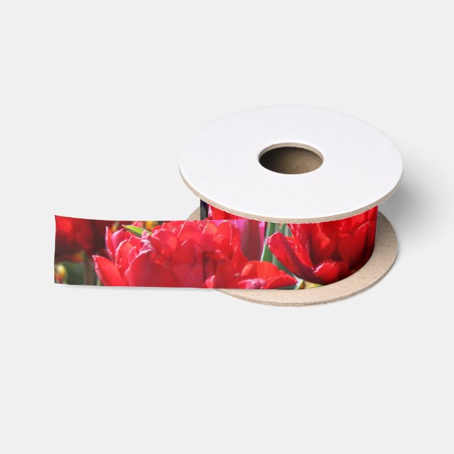 Falln Floral Crimson Waves Satin Ribbon (Spool)