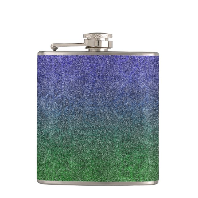 Falln Forest Nightfall Glitter Gradient Hip Flask (Front)