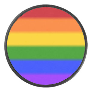 Falln Gay Pride Flag Hockey Puck