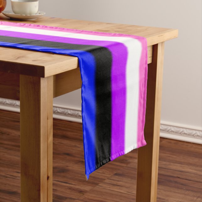 Falln Genderfluid Pride Flag Short Table Runner (In Situ)