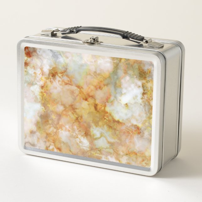 Falln Gold Rippled Marble Metal Lunch Box (Front)