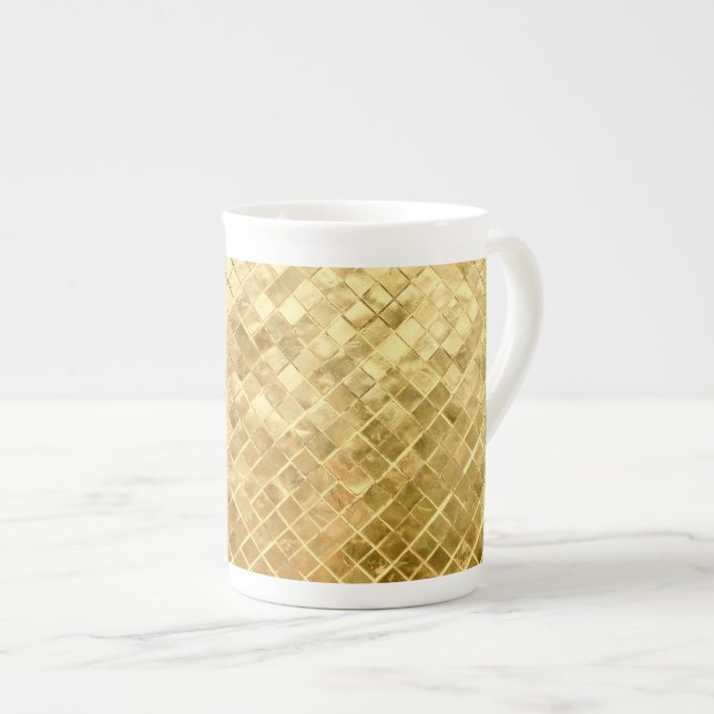Falln Golden Chequerboard Bone China Mug (Front Right)