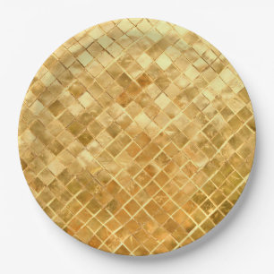 Falln Golden Chequerboard Paper Plate
