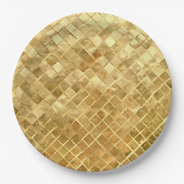 Falln Golden Chequerboard Paper Plate (Front)