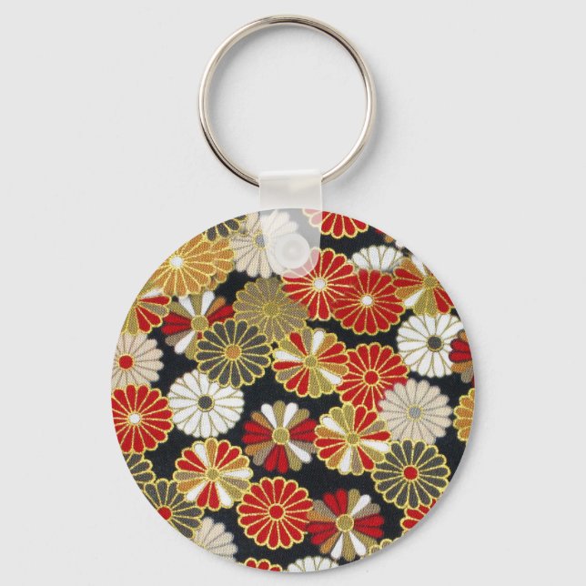 Falln Golden Chrysanthemums Key Ring (Front)