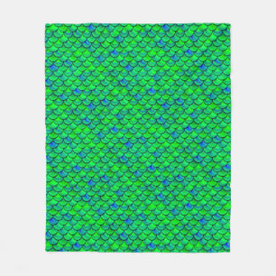 Falln Green Blue Scales Fleece Blanket