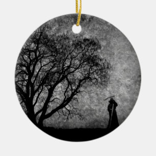 Falln Grim Reaper Original Art Boundaries Between Ceramic Tree Decoration