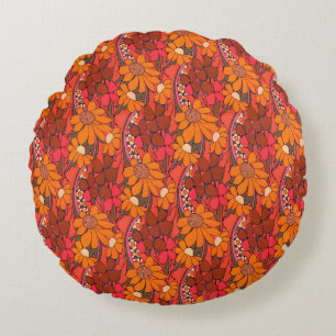 Falln Groovy Flowers Round Cushion