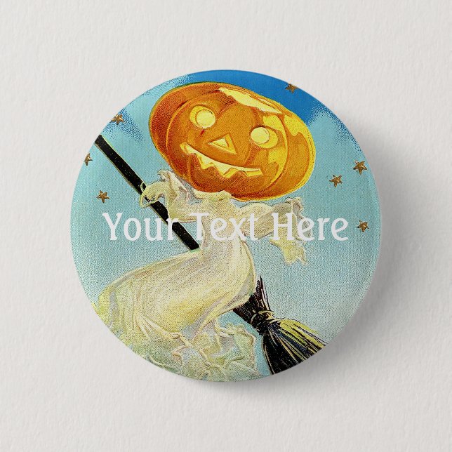Falln Happy Halloween Pumpkin Witch 6 Cm Round Badge (Front)