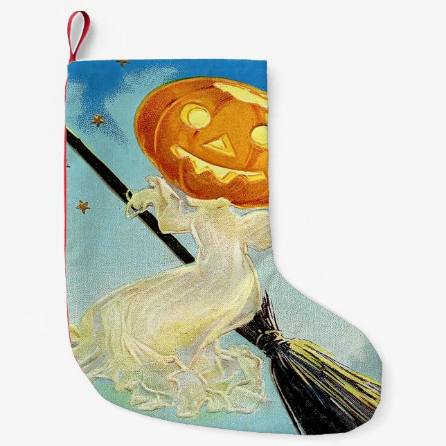 Falln Happy Halloween Pumpkin Witch Small Christmas Stocking (Front)