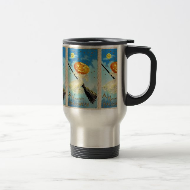 Falln Happy Halloween Pumpkin Witch Travel Mug (Right)