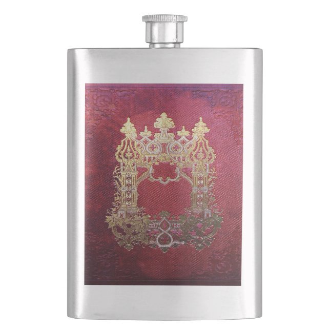 Falln Ink Stained Crimson Hip Flask (Front)