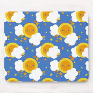 Falln Kawaii Moon, Stars, Sunshine Mouse Pad