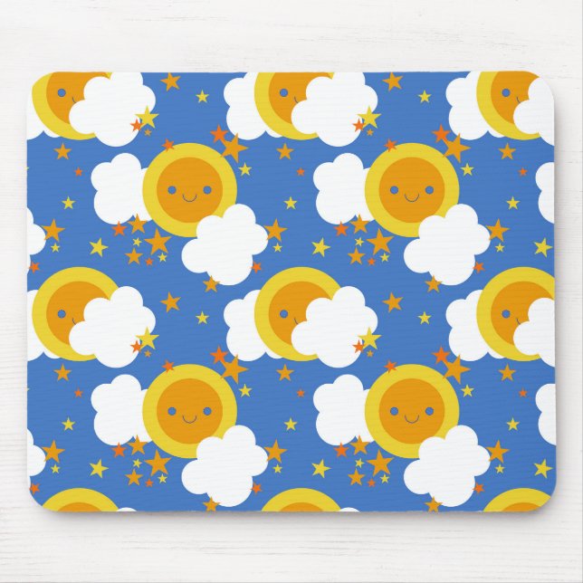 Falln Kawaii Moon, Stars, Sunshine Mouse Pad (Front)