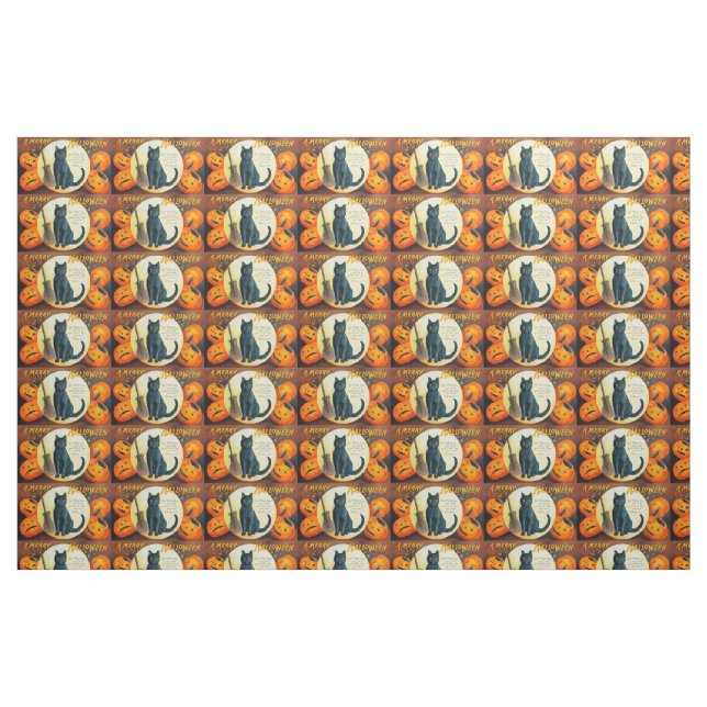 Falln Merry Halloween Cat Fabric (Fat Quarter)