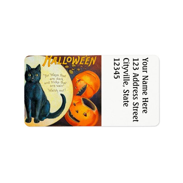 Falln Merry Halloween Cat Label (Front)