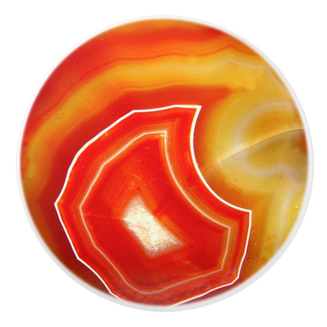 Falln Orange Agate Ceramic Knob (Front)