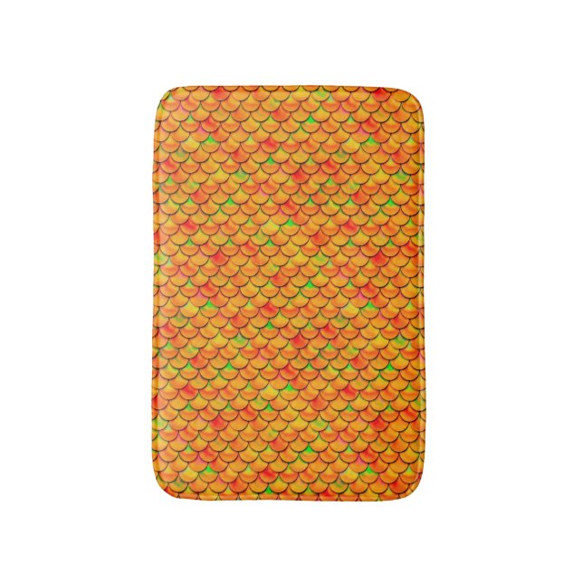 Falln Orange and Green Scales Bath Mat (Front Vertical)