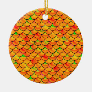 Falln Orange and Green Scales Ceramic Tree Decoration