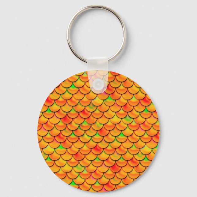 Falln Orange and Green Scales Key Ring (Front)