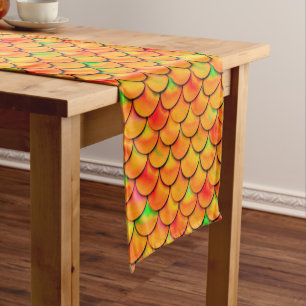 Falln Orange and Green Scales Short Table Runner