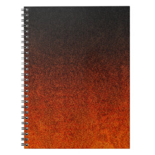 Falln Orange & Black Glitter Gradient Spiral Notebook