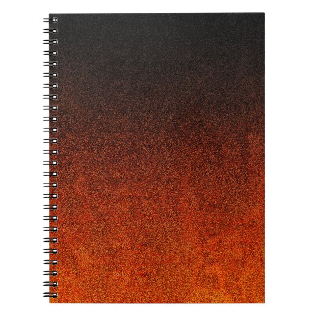 Falln Orange & Black Glitter Gradient Spiral Notebook (Front)