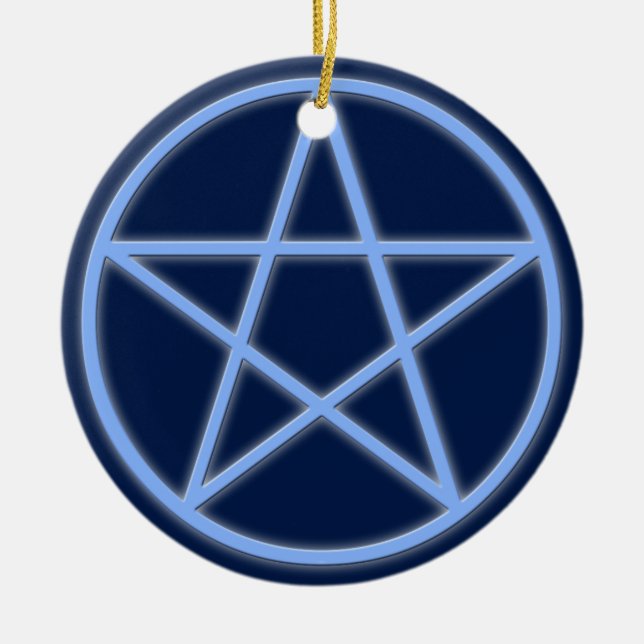 Falln Pagan Pentacle Ceramic Tree Decoration (Front)