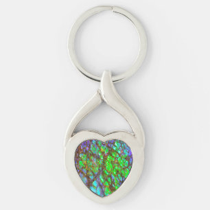Falln Peacock Ammolite Key Ring