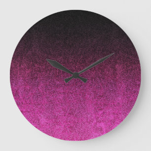 Falln Pink & Black Glitter Gradient Large Clock