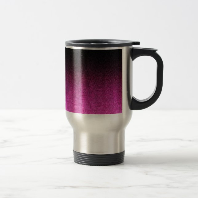 Falln Pink & Black Glitter Gradient Travel Mug (Right)