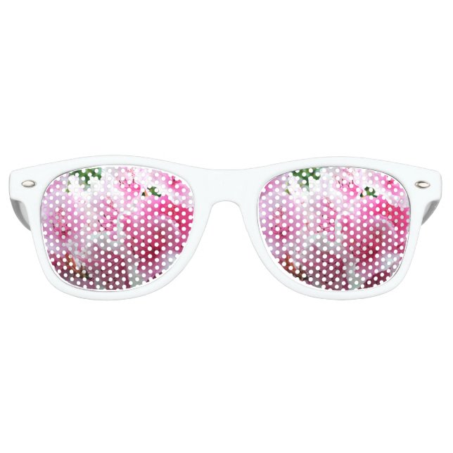 Falln Pink Floral Blossoms Retro Sunglasses (Front)