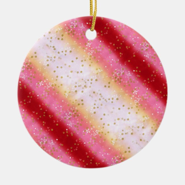 Falln Pink Sakura Sunrise Ceramic Tree Decoration (Front)
