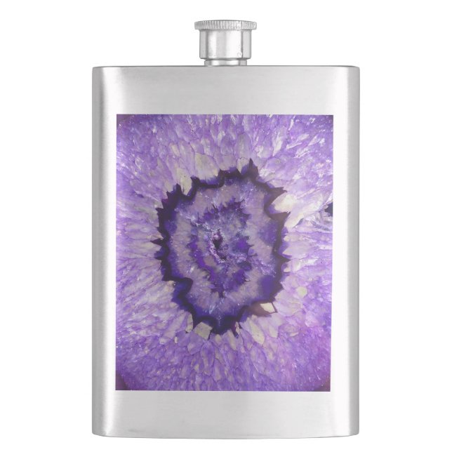 Falln Purple Agate Geode Hip Flask (Front)