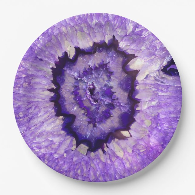 Falln Purple Agate Geode Paper Plate (Front)